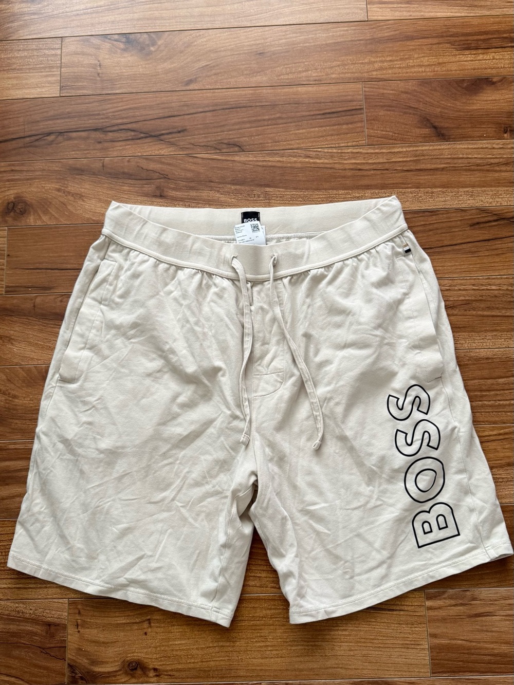 BOSS Hugo Boss Men's Logo Graphic Sweat Shorts - Beige - Size M